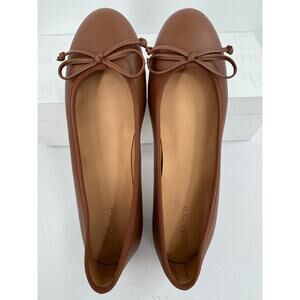 Quince Camel Tan Bow Leather Ballet Flat Pointed Toe Classic Flats NWB 7.5